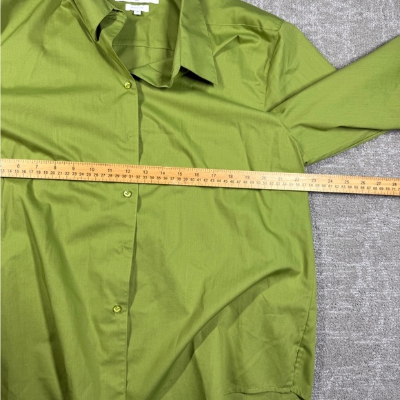 Foxcroft Green Wrinkle Free Button Down Crop Wide Sleeve Shirt Size 18 - Picture 3 of 6